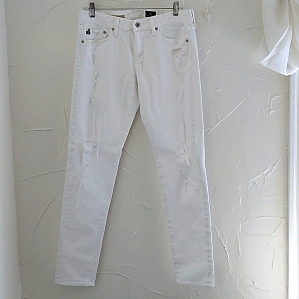 Adriano Goldschmied The Nikki Relaxed Skinny Jeans Size 28‎ White Distres…